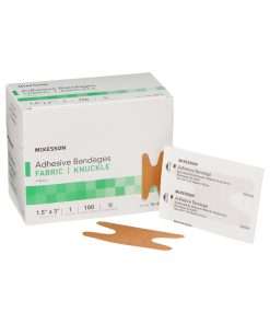McKesson (16-4814) Adhesive Fabric Knuckle Bandage  1-1/2 X 3 Inch  Tan Sterile 100/Bx